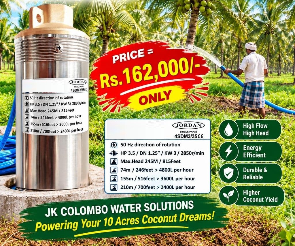 4 inch Hp 3.5 Single Phase Tube well pump sale colombo