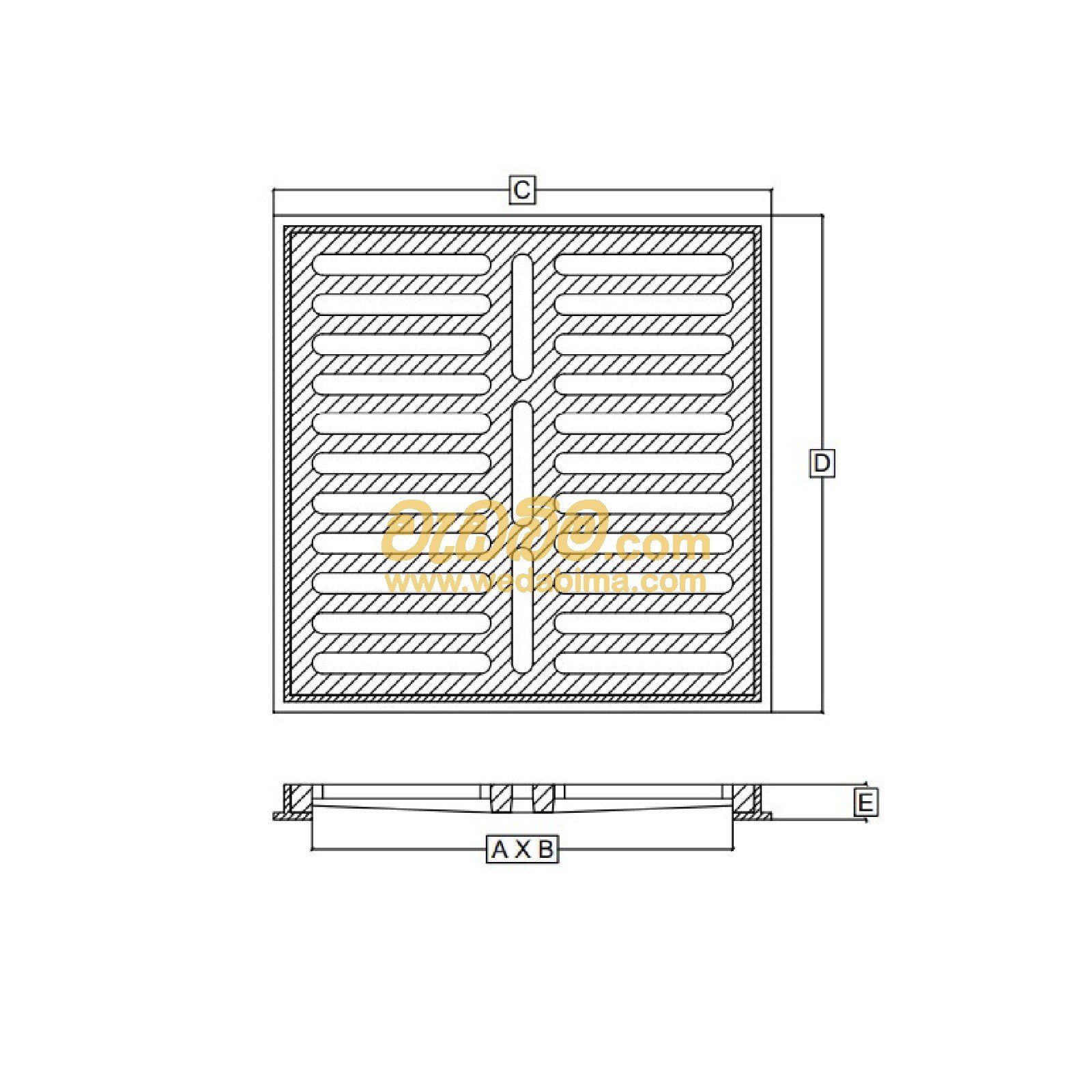 750mm x 750mm Clear open Cast-iron Grating cover with frame