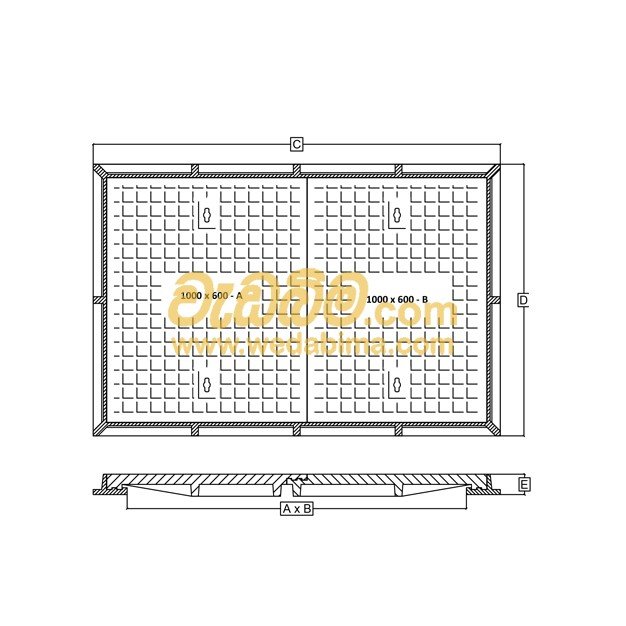 1000mm x 600mm Clear Open Double Seal Cast-Iron Manhole Cover with Frame