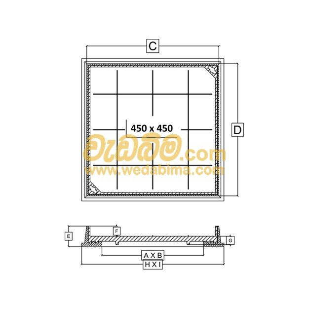 300mm x 300mm Clear Open Recessed Type Double Seal Cast-Iron Manhole Cover with Frame