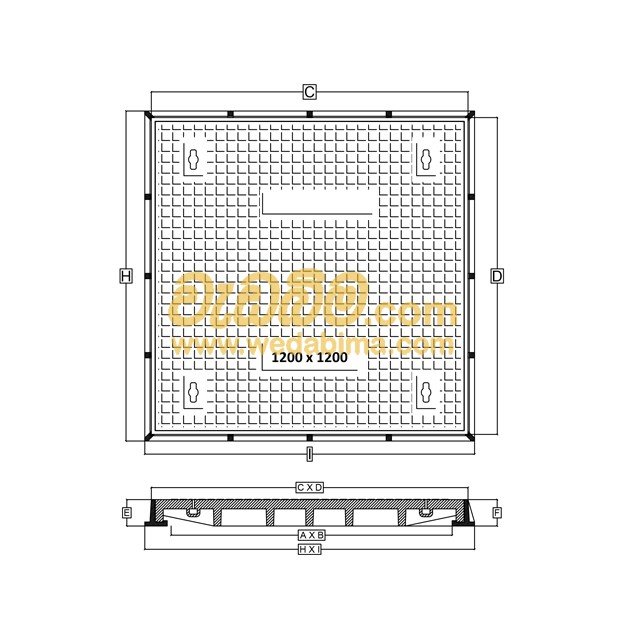 1200mm x 1200mm Clear Open Double Seal Cast-Iron Manhole Cover with Frame