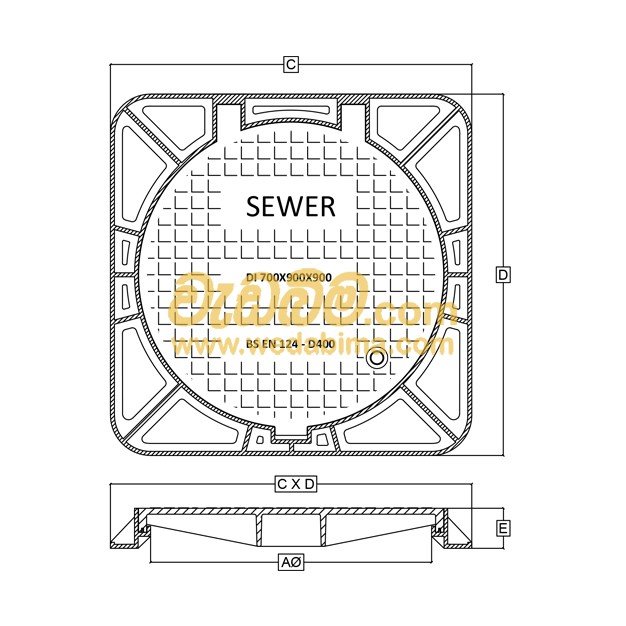 850mm x 850mm Clear Open Single Seal Ductile Cast-Iron Manhole Cover with Frame