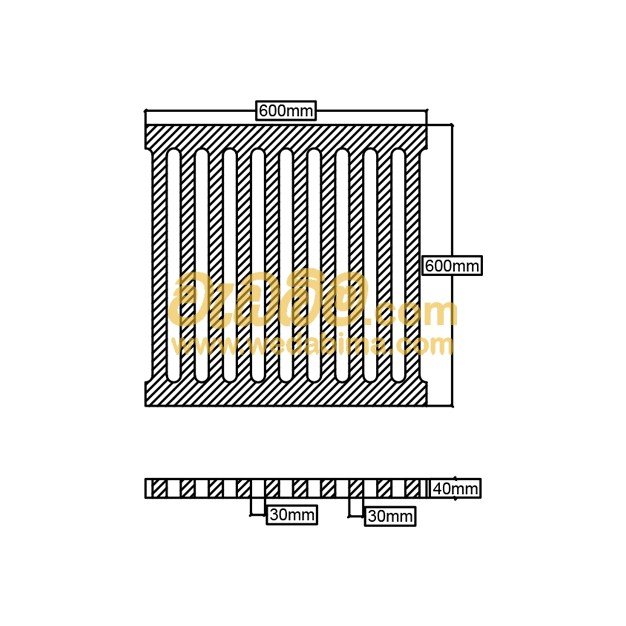 300mm x 600mm x 32 mm Thick Cast-iron Grating